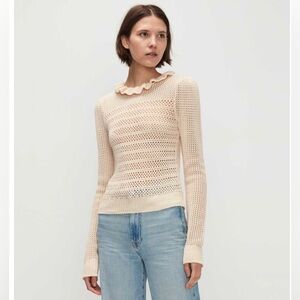 7 For All Mankind Ruffle Neck Long Sleeve Sweater